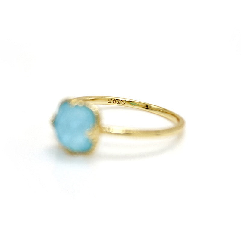 Bague Turquoise – Étreinte du Ciel, Argent Plaqué Or