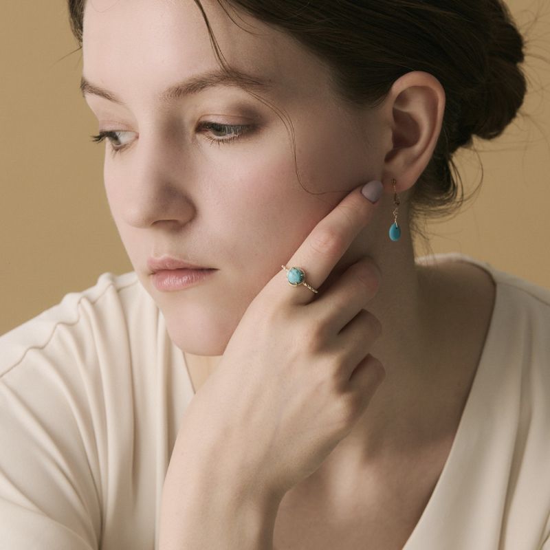 Bague Turquoise – Ovale Enchanté, Argent Plaqué Or