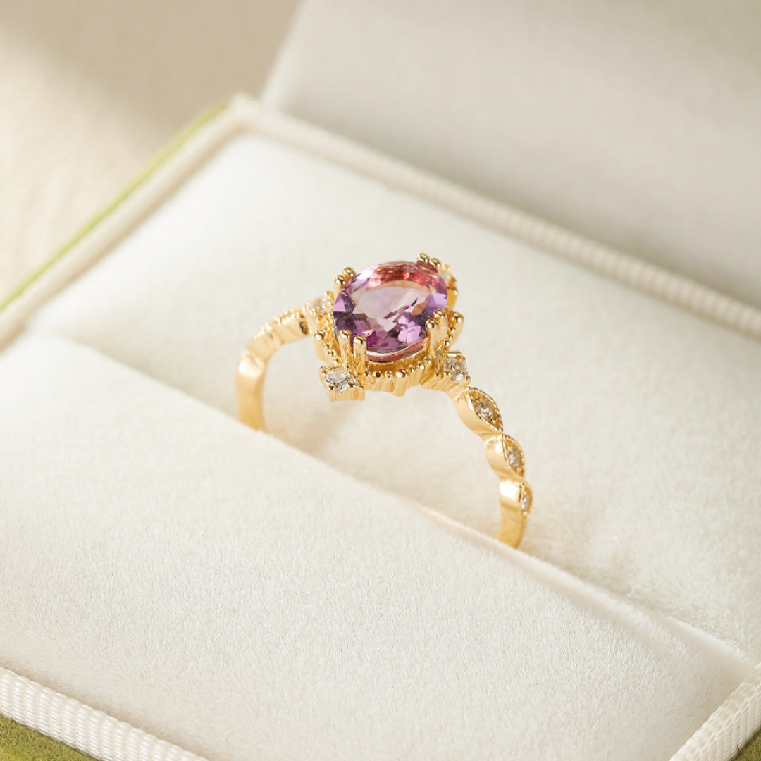 Bague Améthyste – Calme Royal, Argent Plaqué Or