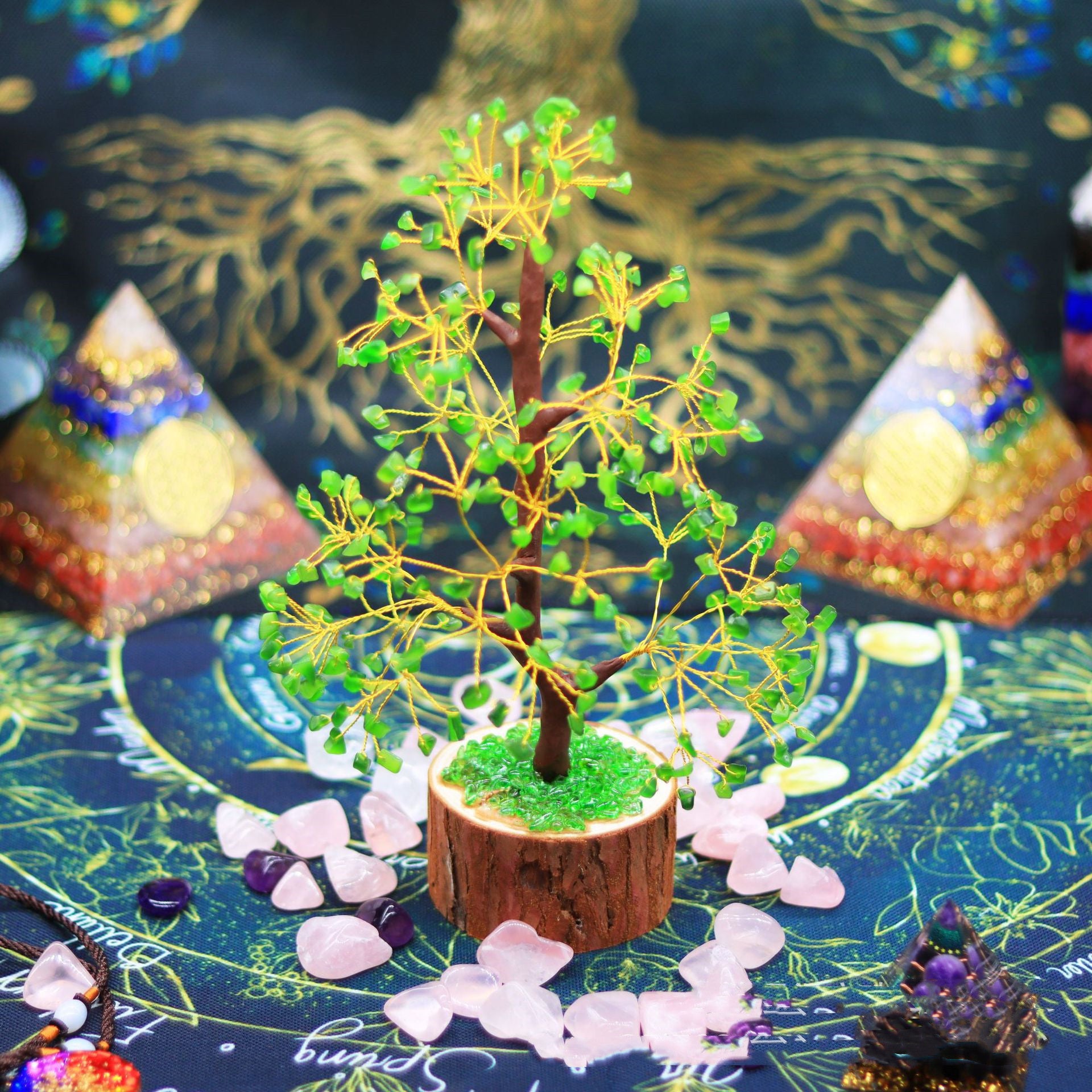Nature's Beauty Tree of Life Decoration in Green Opal