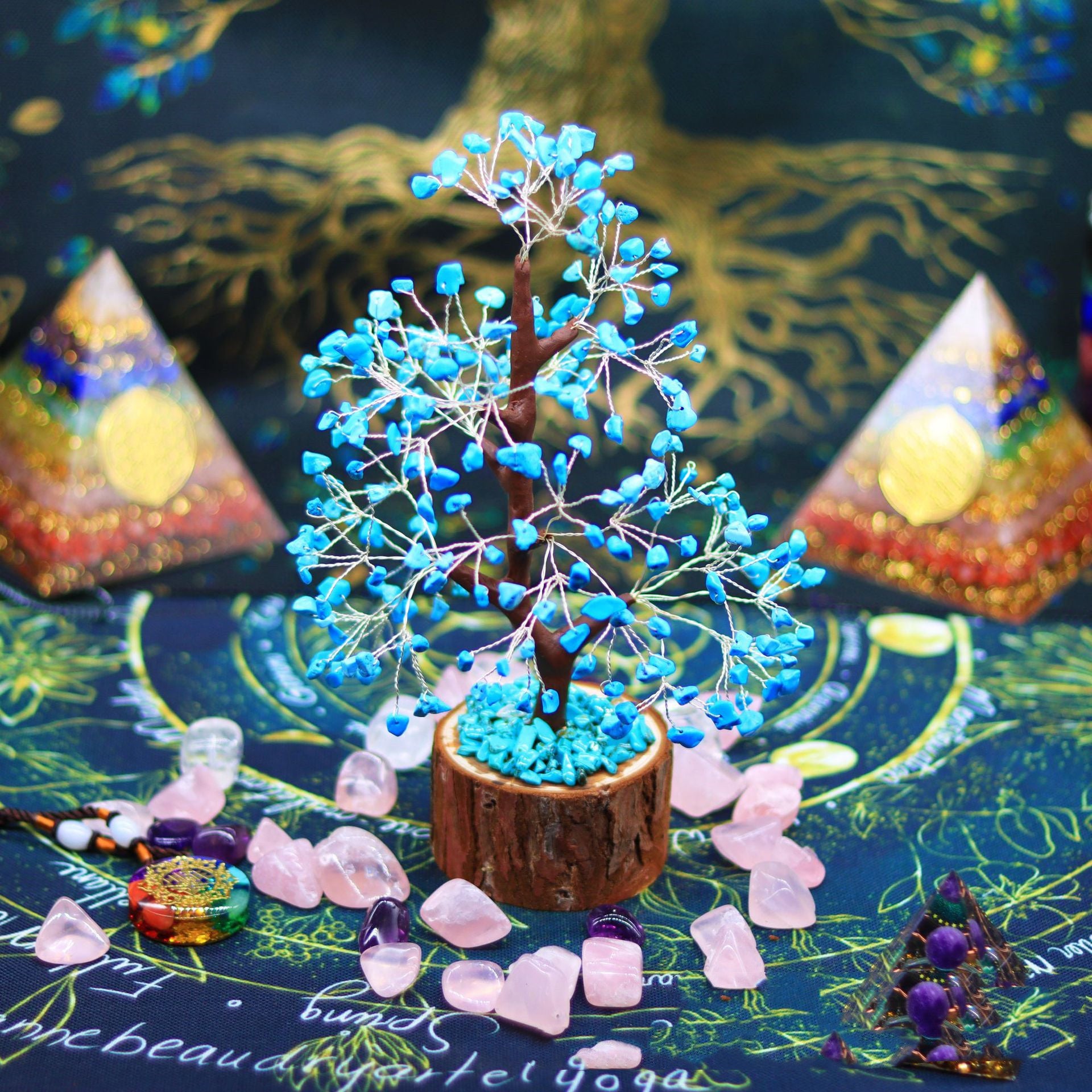 Nature's Beauty Tree of Life Decoration in Turquoise