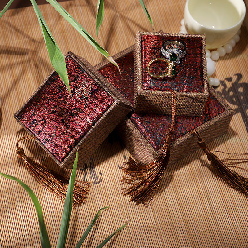 Boîte Cadeau Zen en Lin - Couleur Rouge