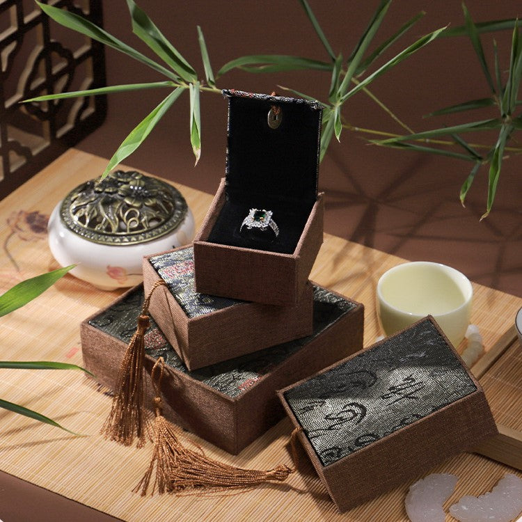 Boîte Cadeau Zen en Lin - Couleur Vert Foncé