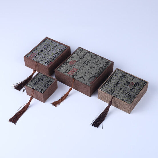 Boîte Cadeau Zen en Lin - Couleur Vert Foncé