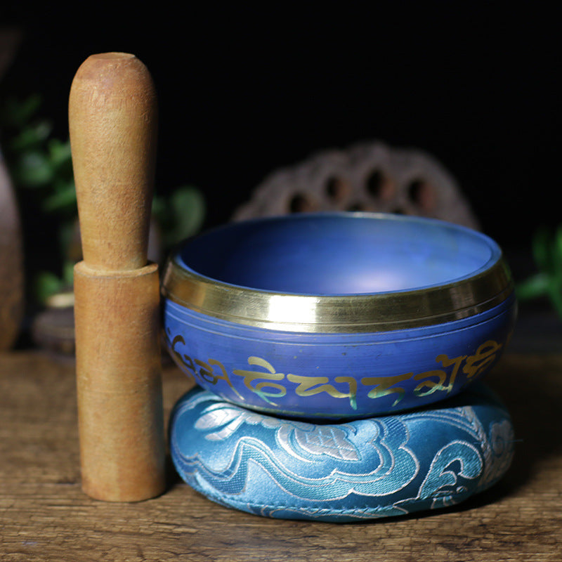 Tibetan Singing Bowl "Cornflower Blue" in Copper Moment Ici