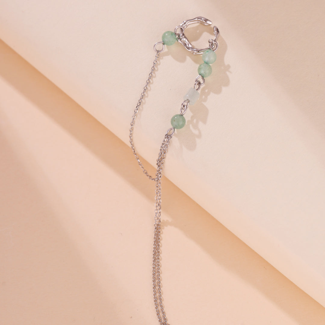 Boucle d'Oreille Aventurine – Force du Bambou, Argent