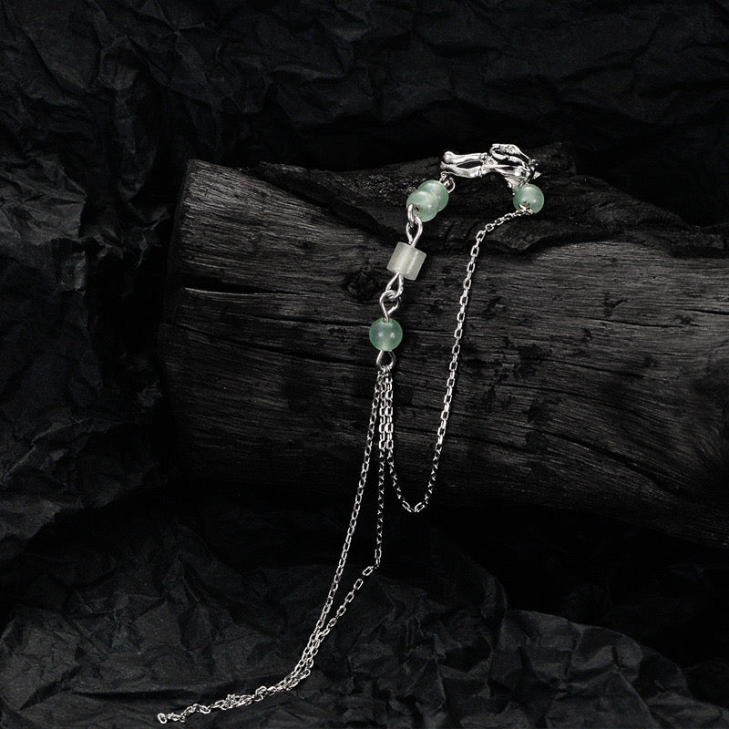 Boucle d'Oreille Aventurine – Force du Bambou, Argent