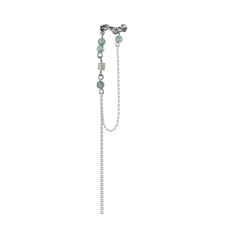 Boucle d'Oreille Aventurine – Force du Bambou, Argent