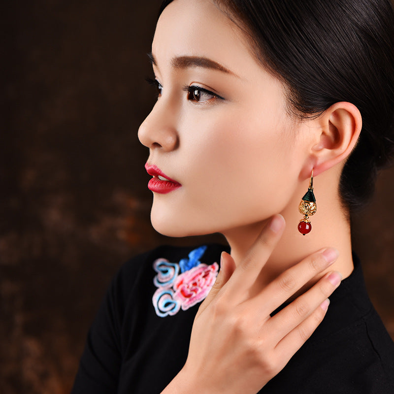 Boucles d'Oreilles Agate – Force Sereine, Plaqué Or