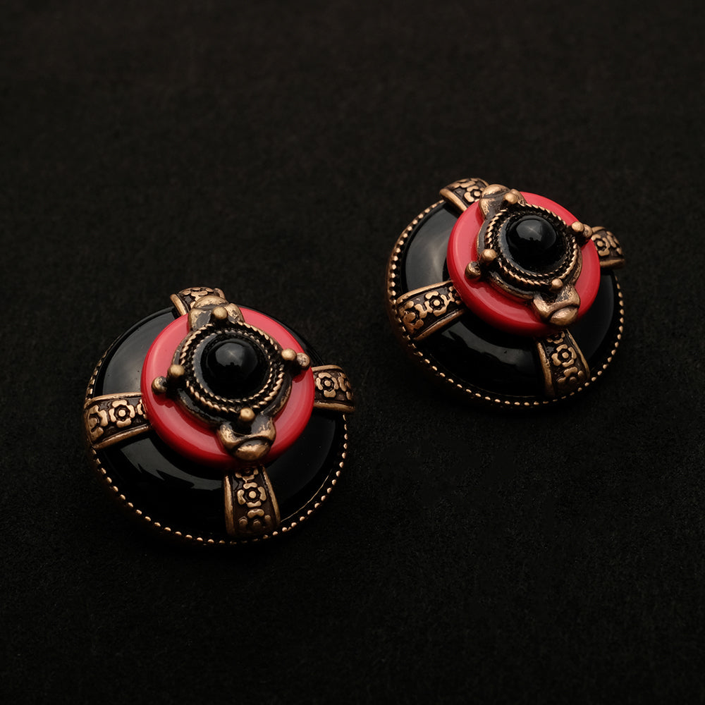 Boucles d'Oreilles Agate - Rouge et Noir