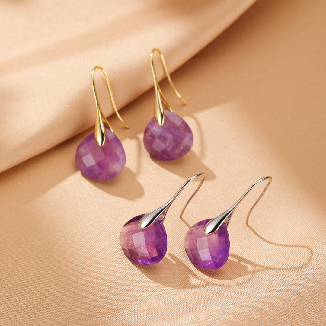 Amethyst Earrings – Moon Drop