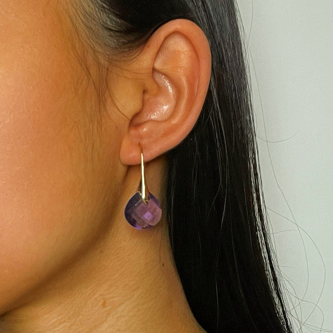 Amethyst Earrings – Moon Drop