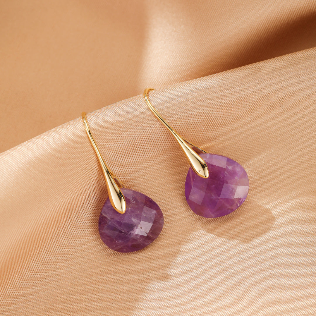 Amethyst Earrings – Moon Drop