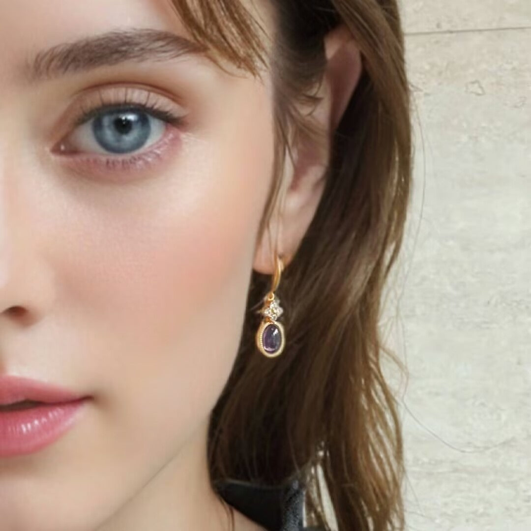 Amethyst Earrings – Byzantine Dream, Gold Plated Silver