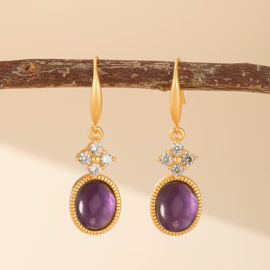Amethyst Earrings – Byzantine Dream, Gold Plated Silver