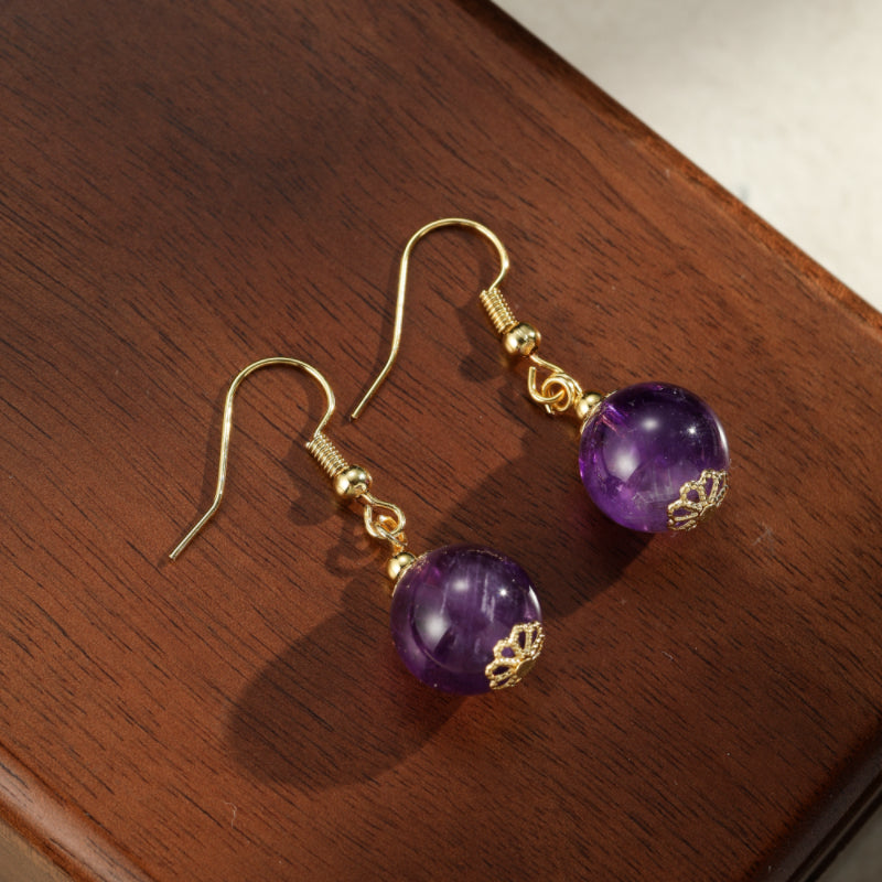 Boucles d'Oreilles Améthyste – Sphère Lumineuse