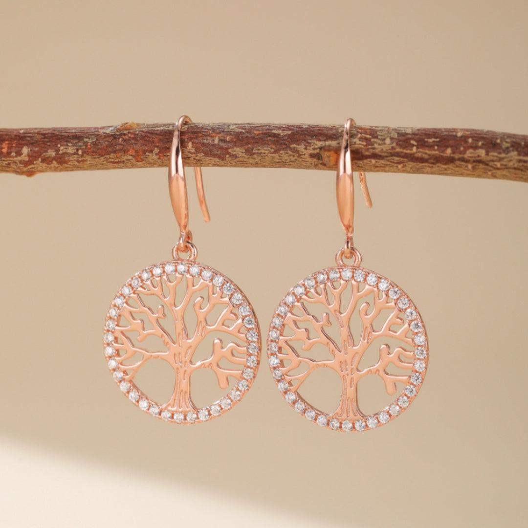 Life Tree Earrings – Renewal, Rose Gold Plated Silver