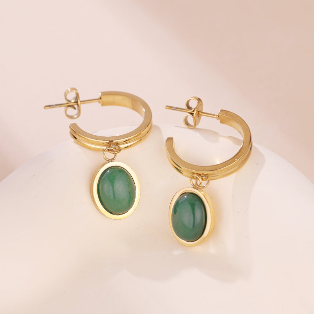 Boucles d'Oreilles Aventurine – Classe Naturelle
