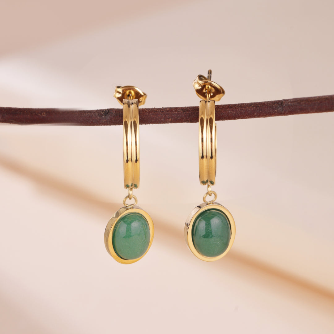 Boucles d'Oreilles Aventurine – Classe Naturelle