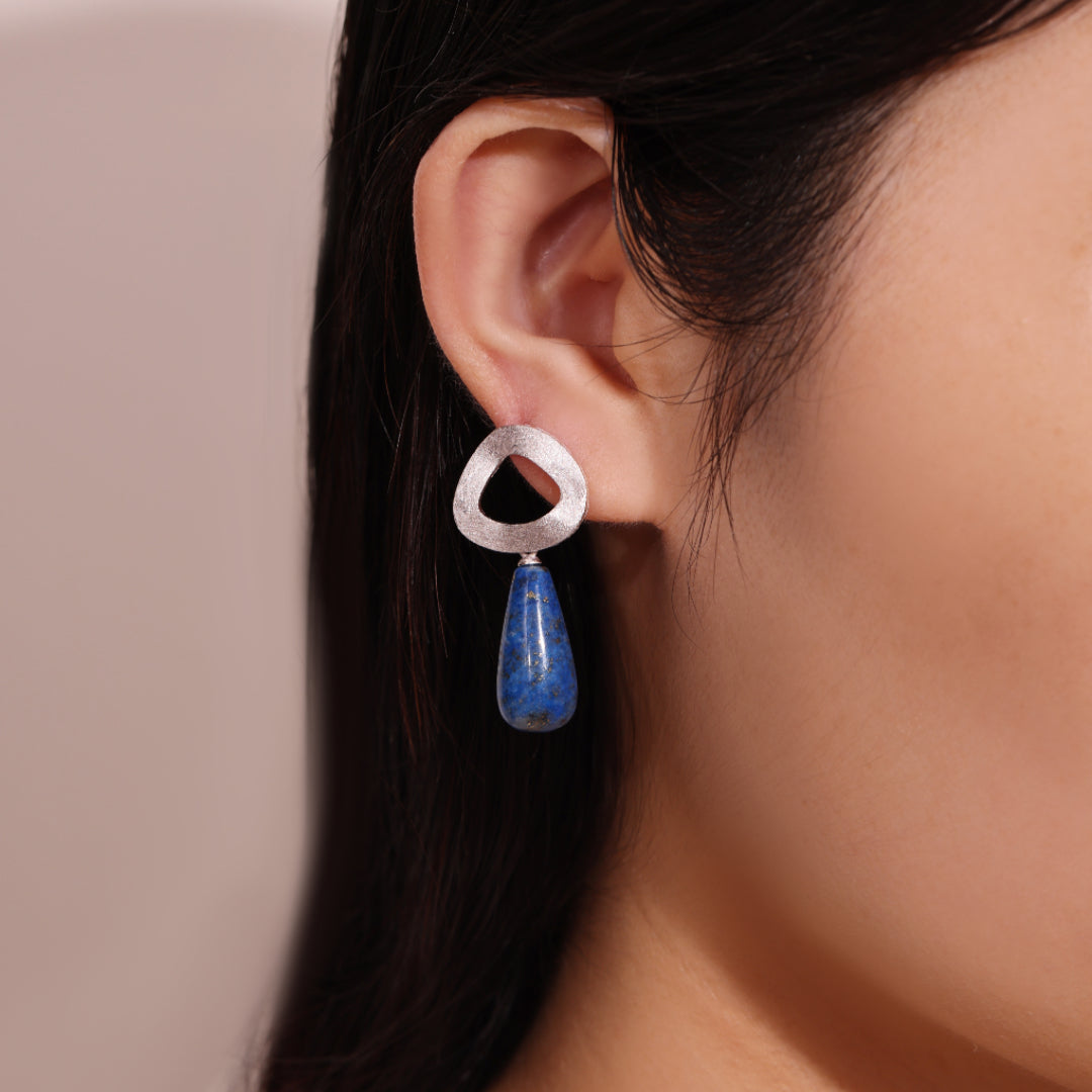 Boucles d'Oreilles Aventurine et Lapis Lazuli – Goutte Dorée, Argent Plaqué Or