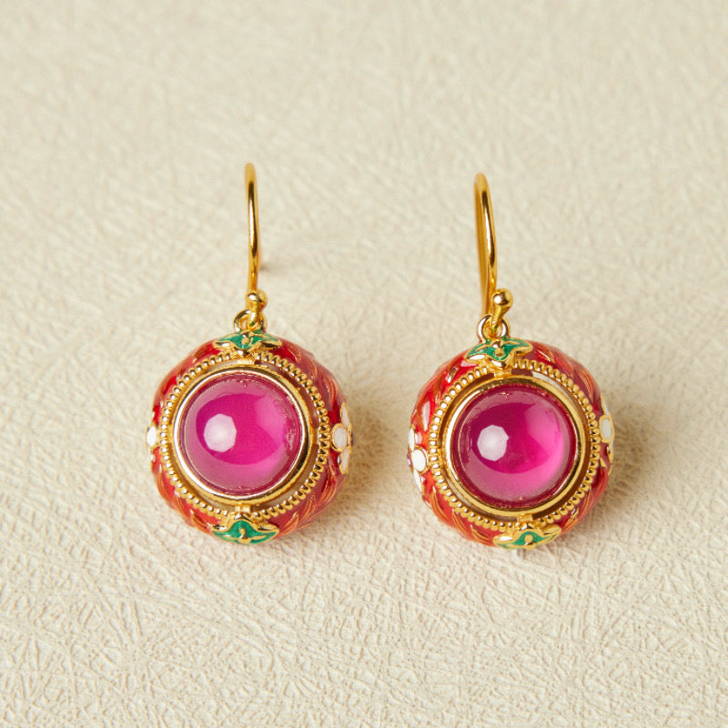 Boucles d'Oreilles Cornaline – Énergie Florale, Argent Plaqué Or