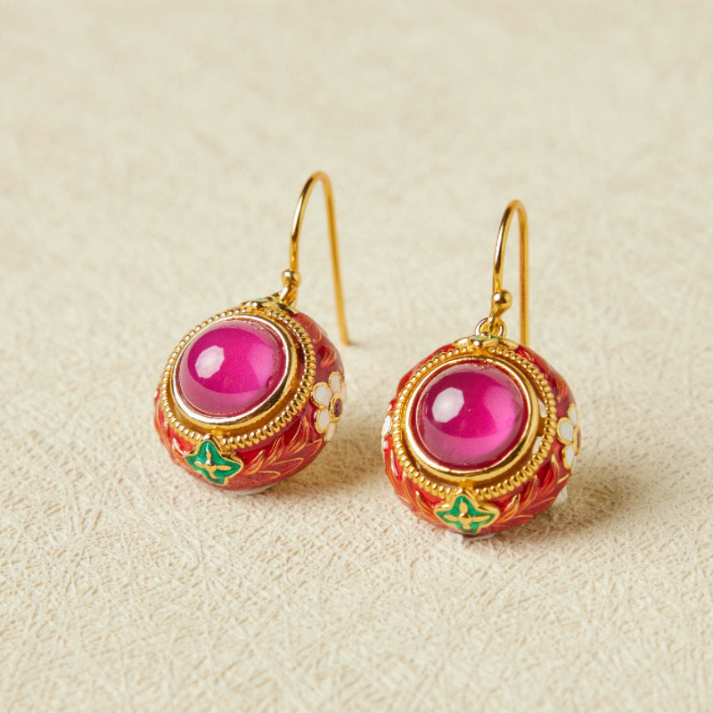 Boucles d'Oreilles Cornaline – Énergie Florale, Argent Plaqué Or