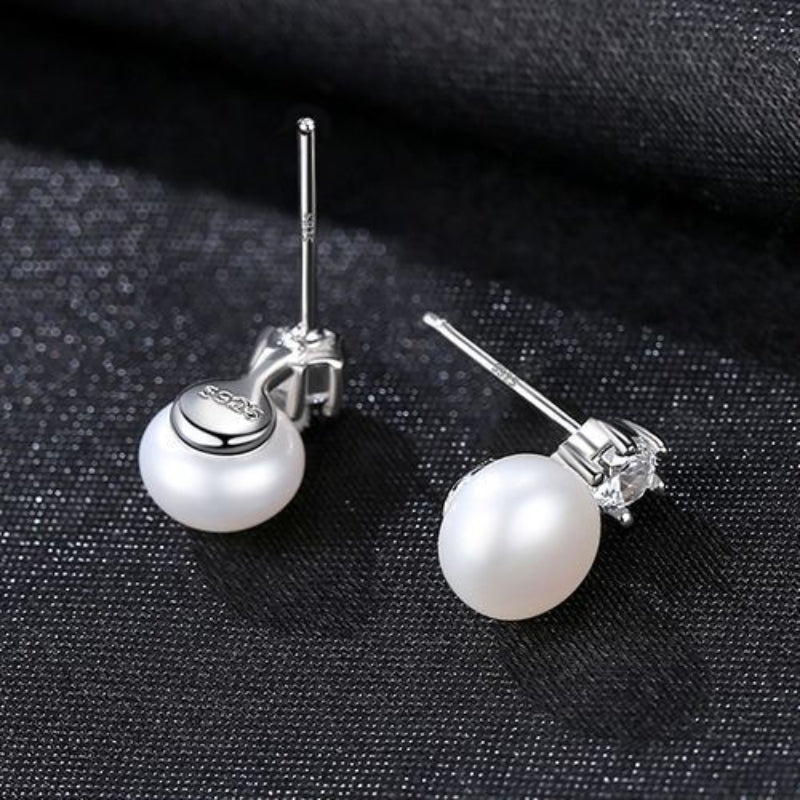 Boucles d'Oreilles Homme Perle – Hexagone Éclatant, Argent