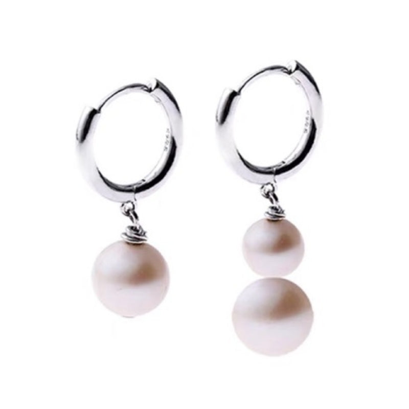 Men's Pearl Earrings – Light, Silver - Model 1