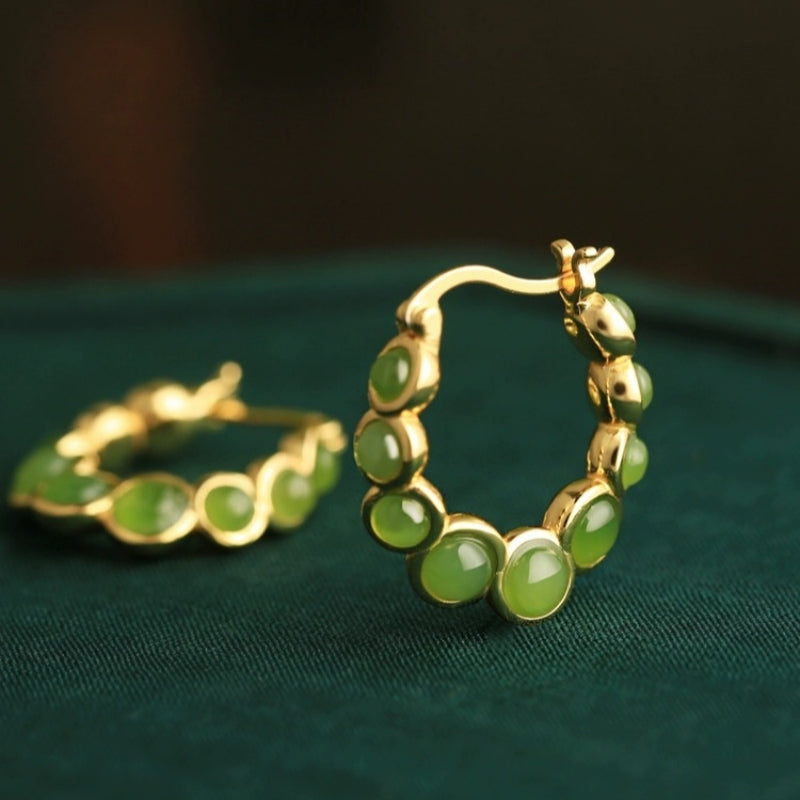 Boucles d'Oreilles Jade – Danse Verdoyante, Argent