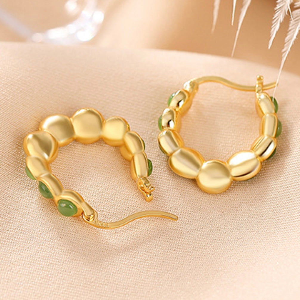 Boucles d'Oreilles Jade – Danse Verdoyante, Argent