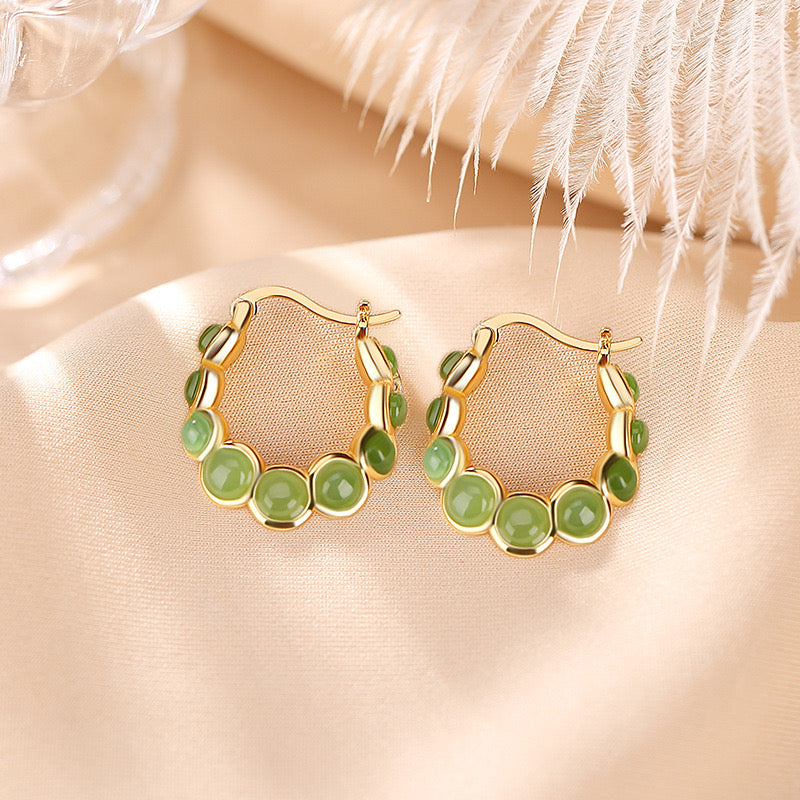 Boucles d'Oreilles Jade – Danse Verdoyante, Argent
