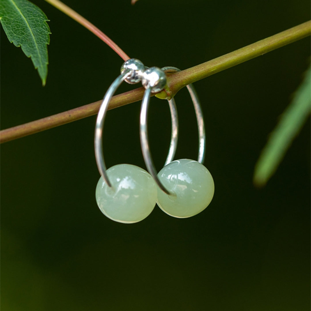 Boucles d'Oreilles Jade – Élégance Naturelle, Argent 925