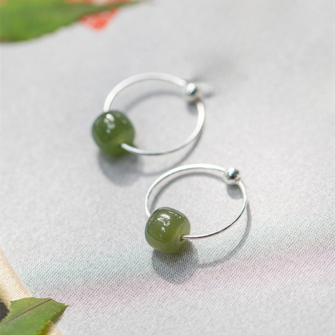 Boucles d'Oreilles Jade – Élégance Naturelle, Argent 925