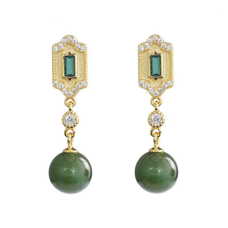 Boucles d'Oreilles Jade et Émeraude – Réussite, Argent 925
