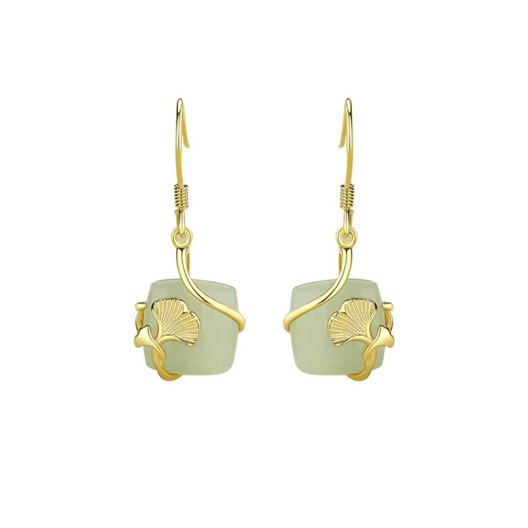 Jewelry-Jade Earrings – Heart Awakening, Gold Plated Silver