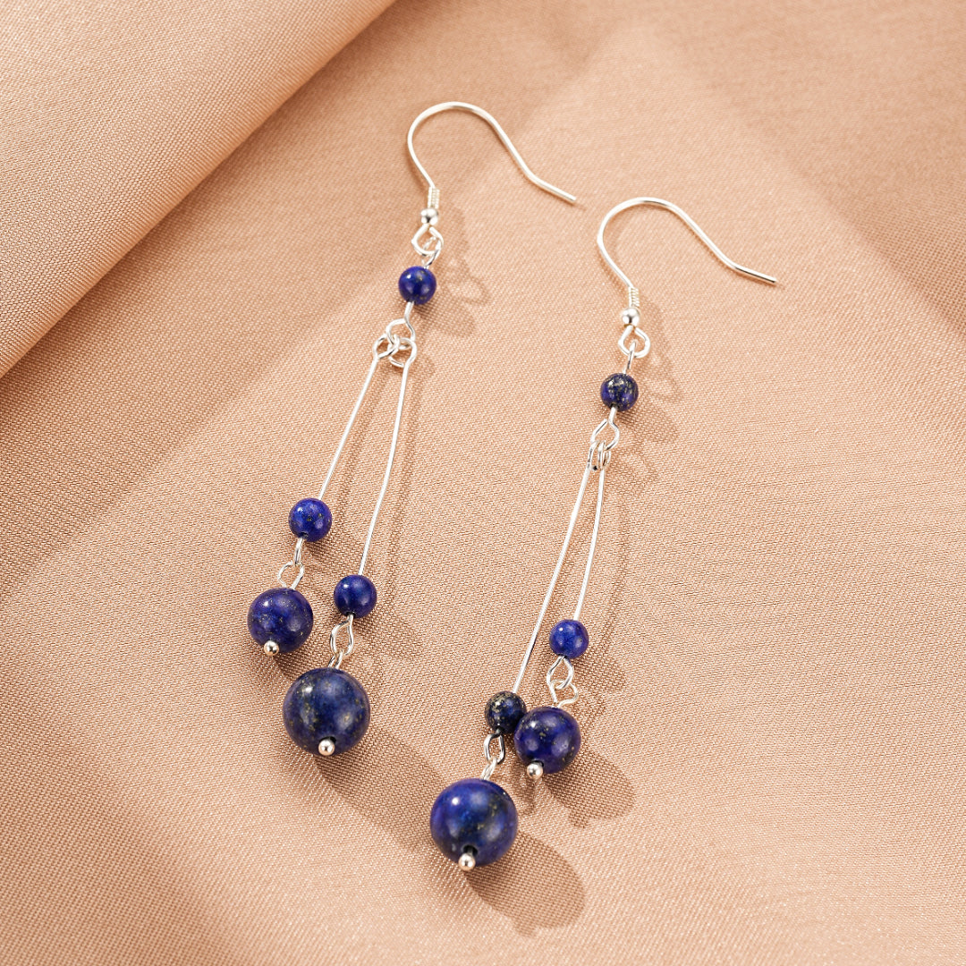 Lapis Lazuli Earrings – Cosmic Dance, Silver