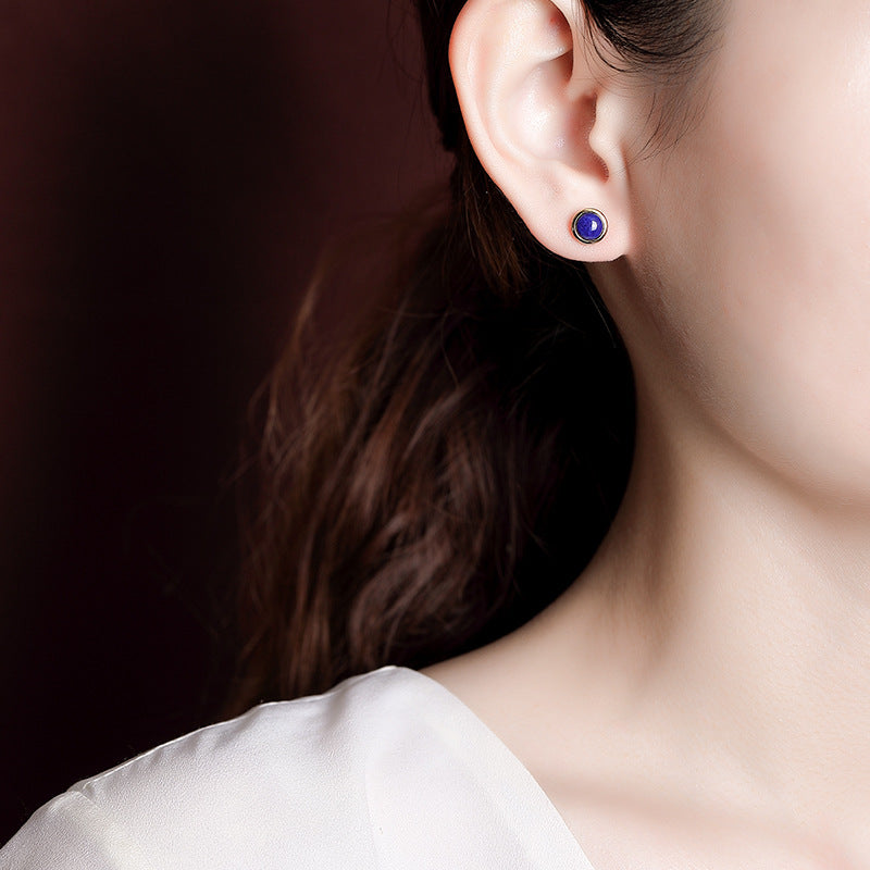 Boucles d'Oreilles Lapis Lazuli – Énergie, Argent Plaqué Or