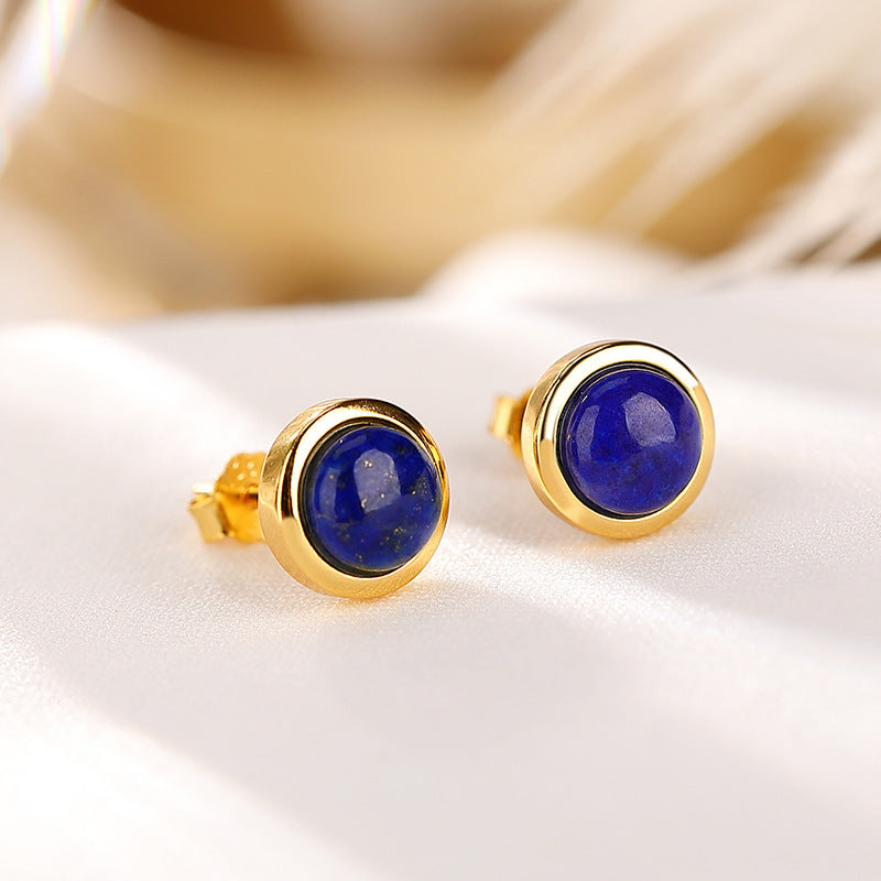 Boucles d'Oreilles Lapis Lazuli – Énergie, Argent Plaqué Or