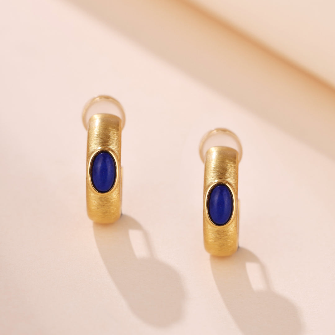 Boucles d'Oreilles Lapis Lazuli – Secrets d'Étoile, Argent Plaqué Or