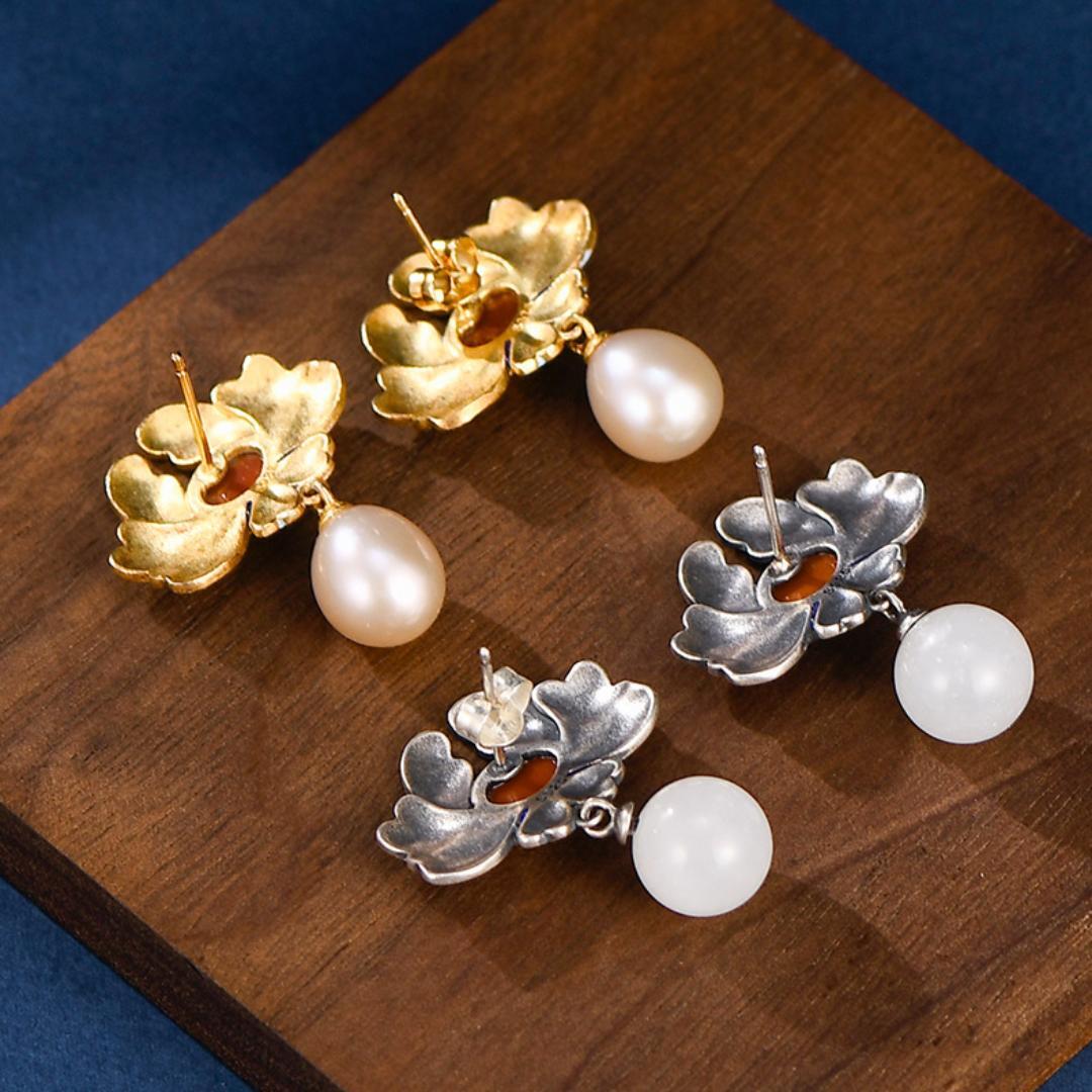 Boucles d'Oreilles Lotus – Beauté de Vintage, Argent 925