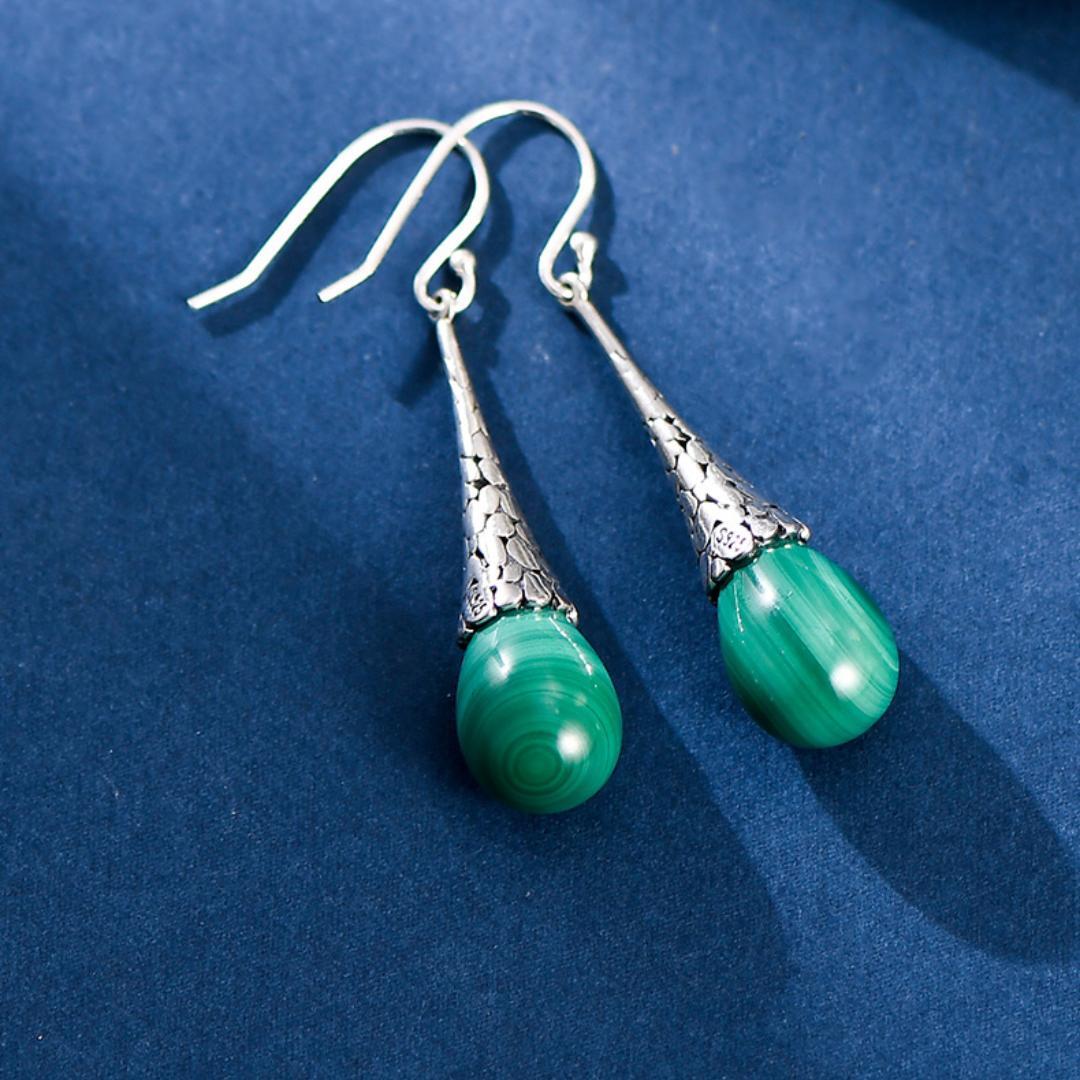 Boucles d'Oreilles Malachite – Transformation, Argent 925