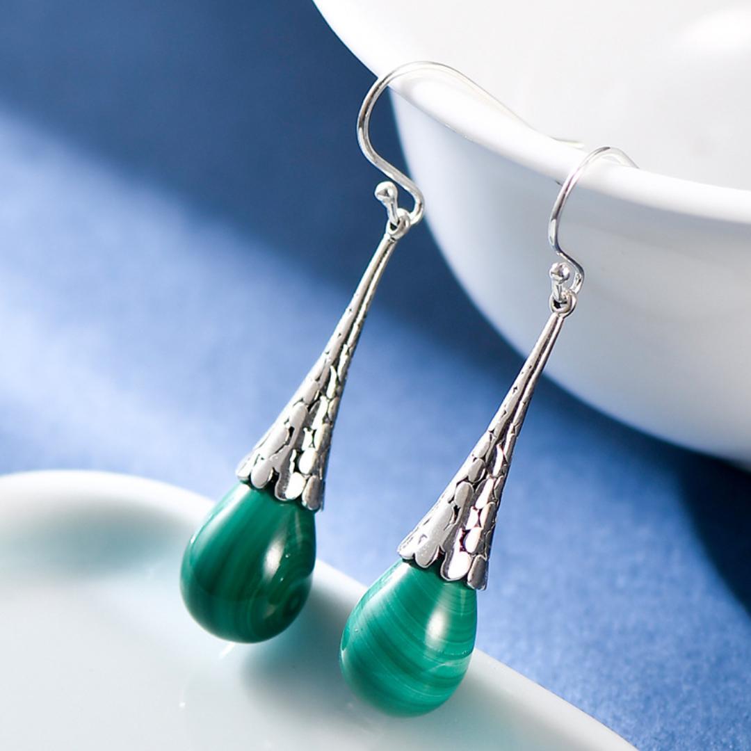 Boucles d'Oreilles Malachite – Transformation, Argent 925