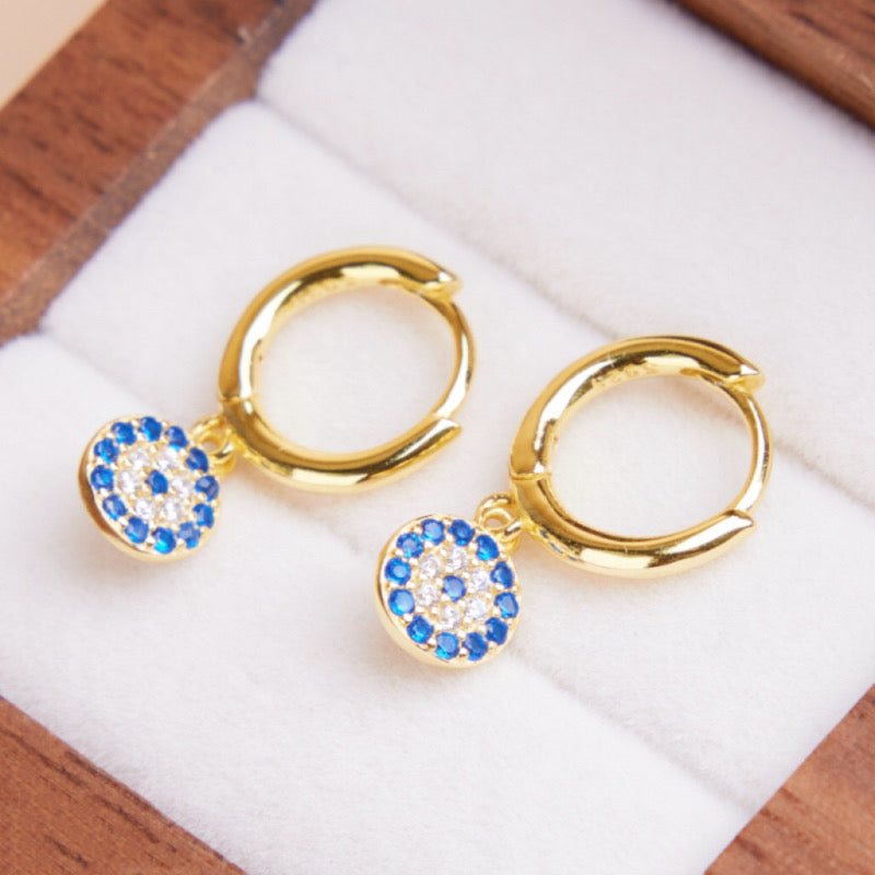 Boucles d'Oreilles Mauvais Œil – Regard, Argent Plaqué Or