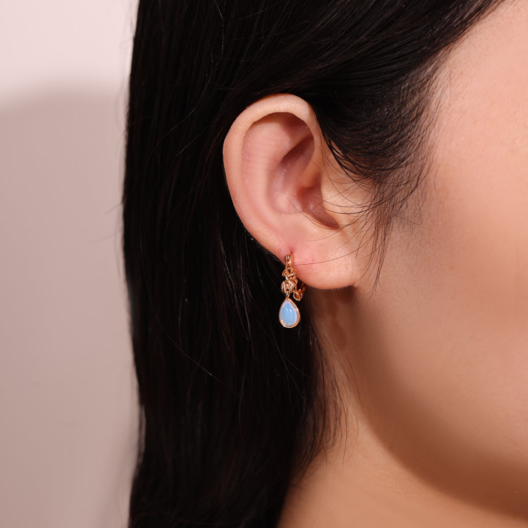 White Opal Earrings – Soothing Glow, Gold Plated Silver