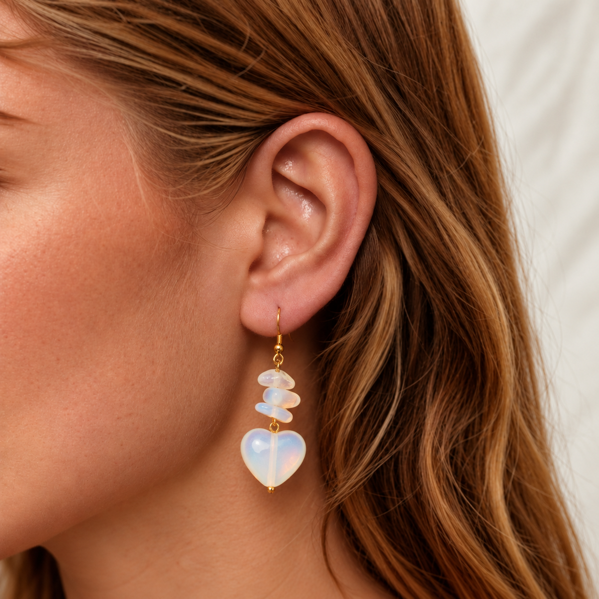 Boucles d'Oreilles Pendantes Opale – Cœur Protecteur