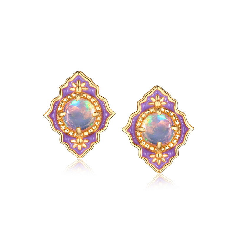 Boucles d'Oreilles Opale – Jardin des Merveilles, Argent Plaqué Or