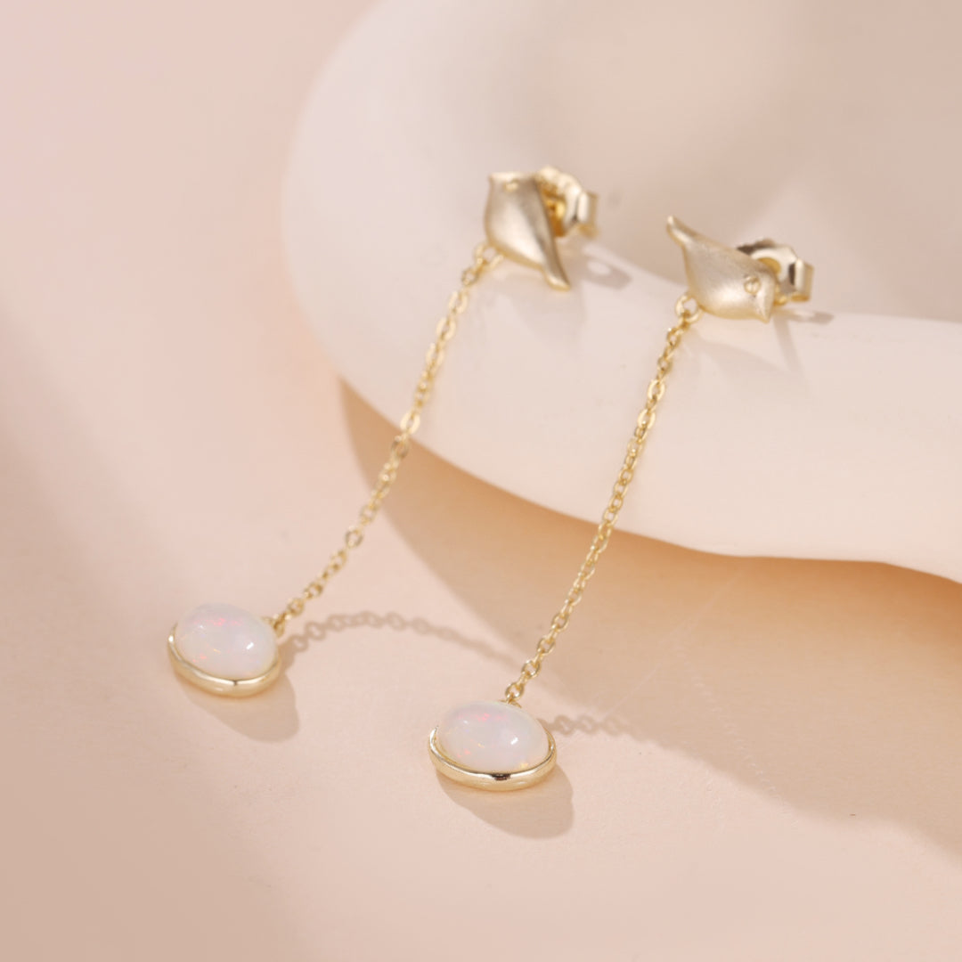 Boucles d'Oreilles Opale – Mélodie du Ciel, Argent Plaqué Or