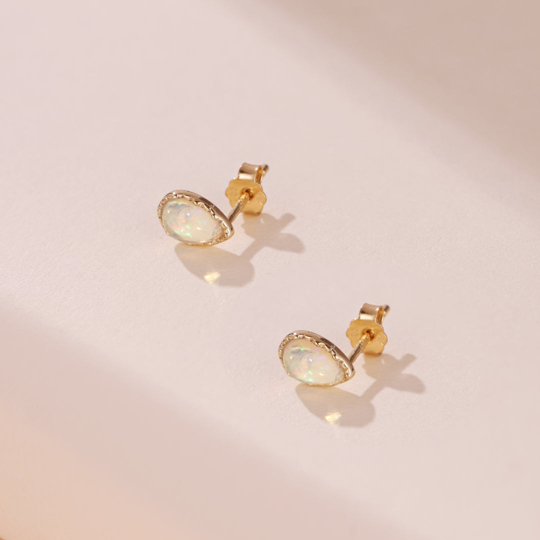 Boucles d'Oreilles Opale – Sagesse, Argent Plaqué Or