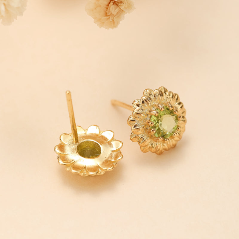 Boucles d'Oreilles Péridot – Doux Rayons, Argent Plaqué Or