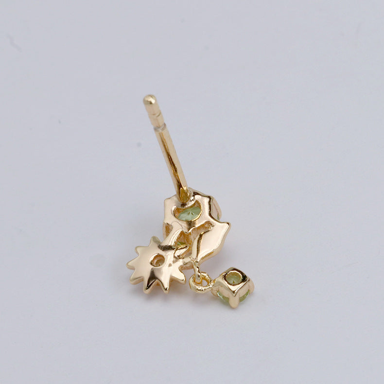 Boucles d'Oreilles Péridot et Citrine – Fleur Ensoleillée, Argent Plaqué Or